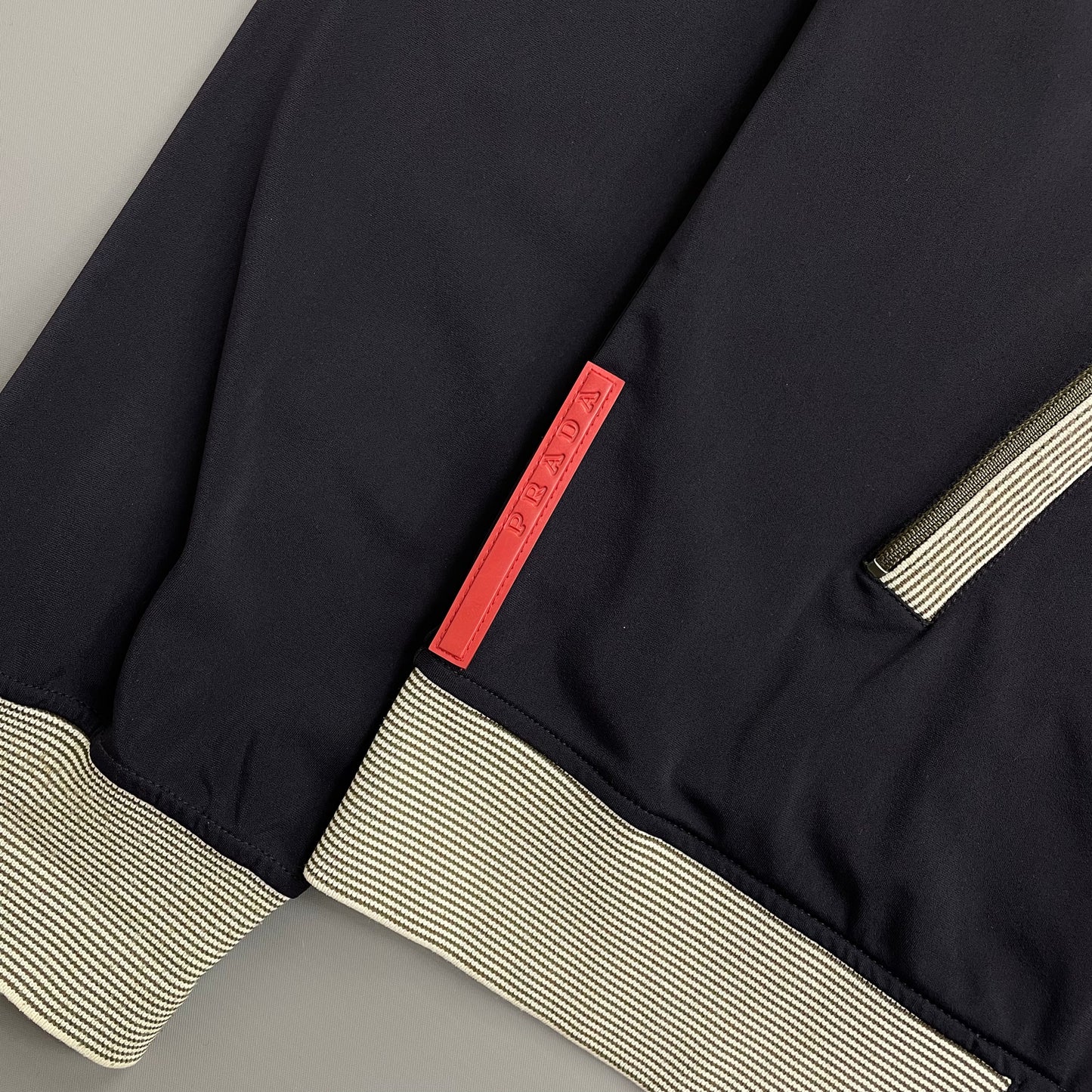 Prada Sport Navy 00s Nylon Stripe Detailed Track Jacket