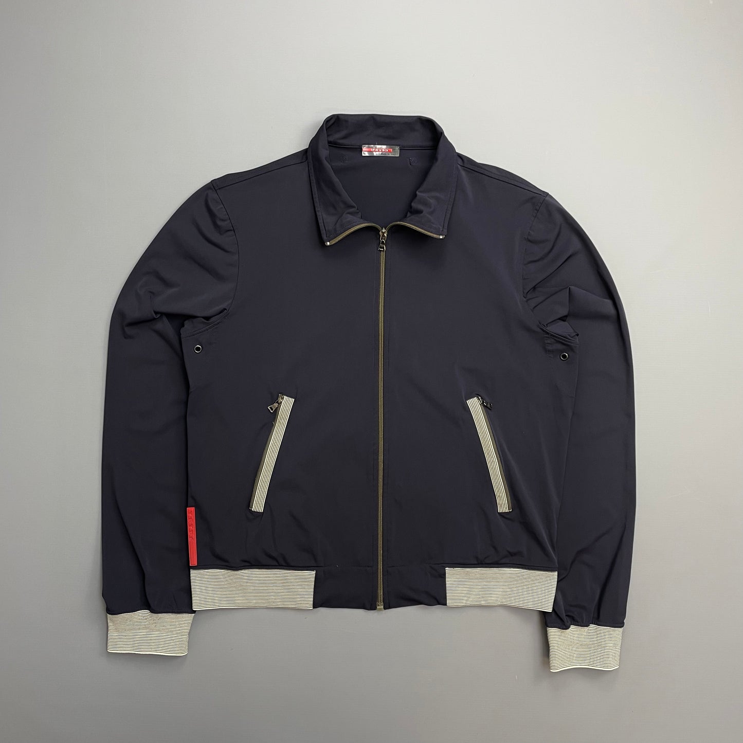 Prada Sport Navy 00s Nylon Stripe Detailed Track Jacket