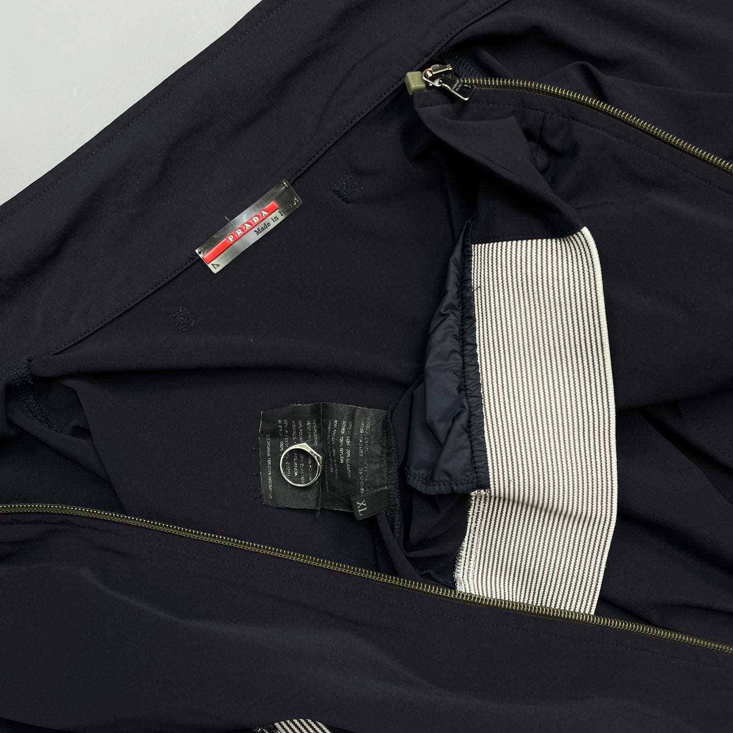 Prada Sport Navy 00s Nylon Stripe Detailed Track Jacket
