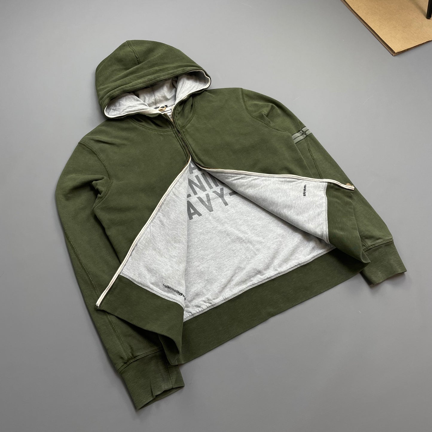 Stone Island Denims Khaki & Grey AW07 Reversible Zip-Through Hoodie