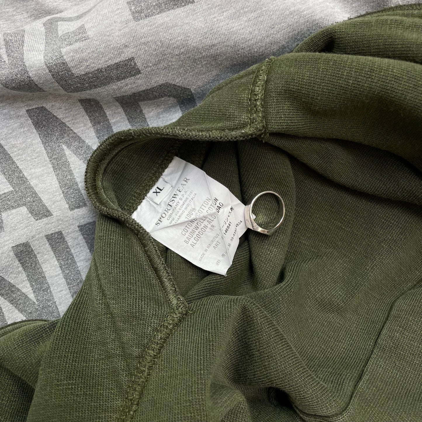 Stone Island Denims Khaki & Grey AW07 Reversible Zip-Through Hoodie
