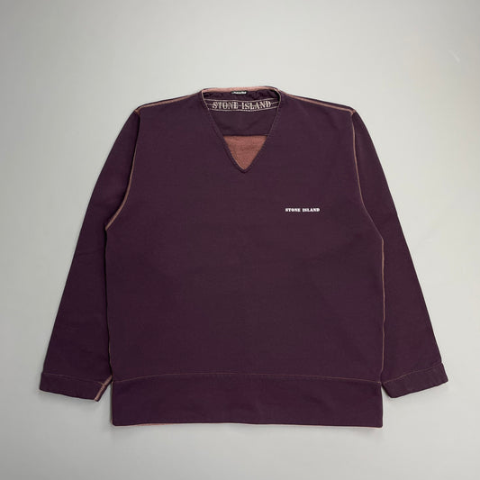 Stone Island Burgundy Purple 90s Contrast Stitch Technical Jumper