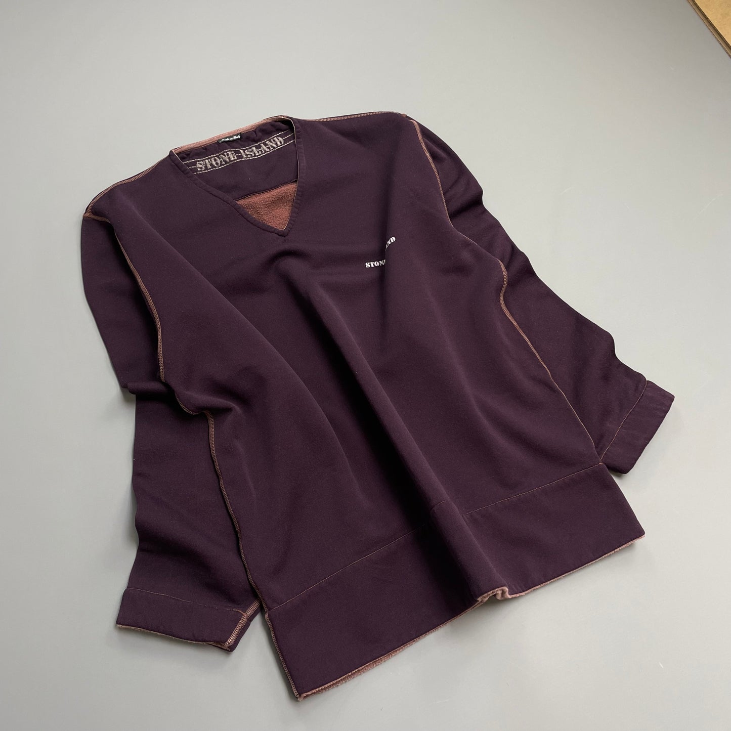 Stone Island Burgundy Purple 90s Contrast Stitch Technical Jumper