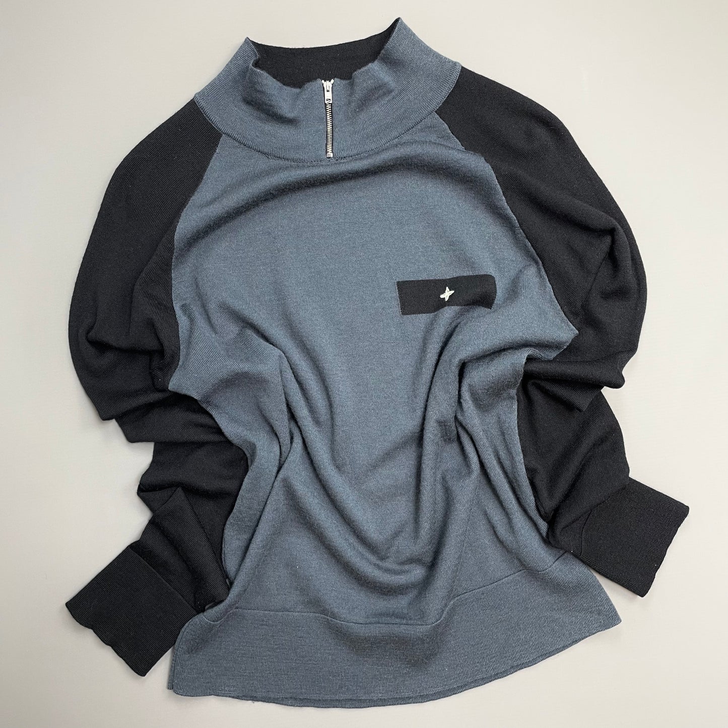 Stone Island Denims Blue & Navy AW03 Wool Zip Collar Knit Jumper