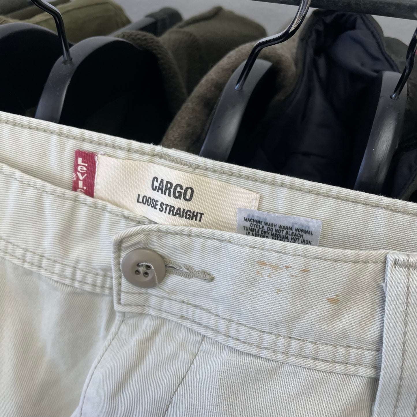 Levi's Cream 2004 Contrast Stitch Cargo Trousers