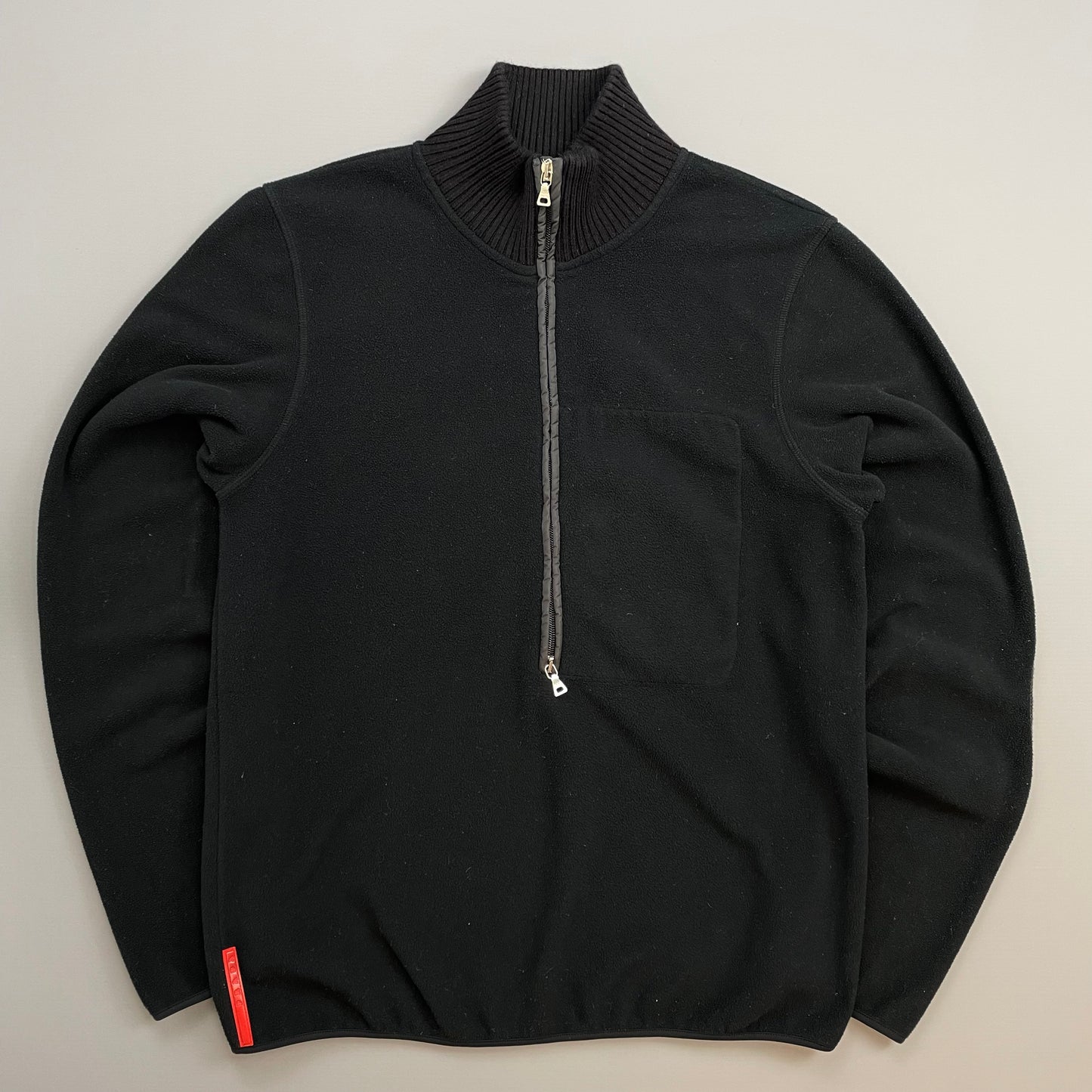 Prada Sport Black 00s Nylon Elbow Dual-Zip Lightweight Fleece Jumper
