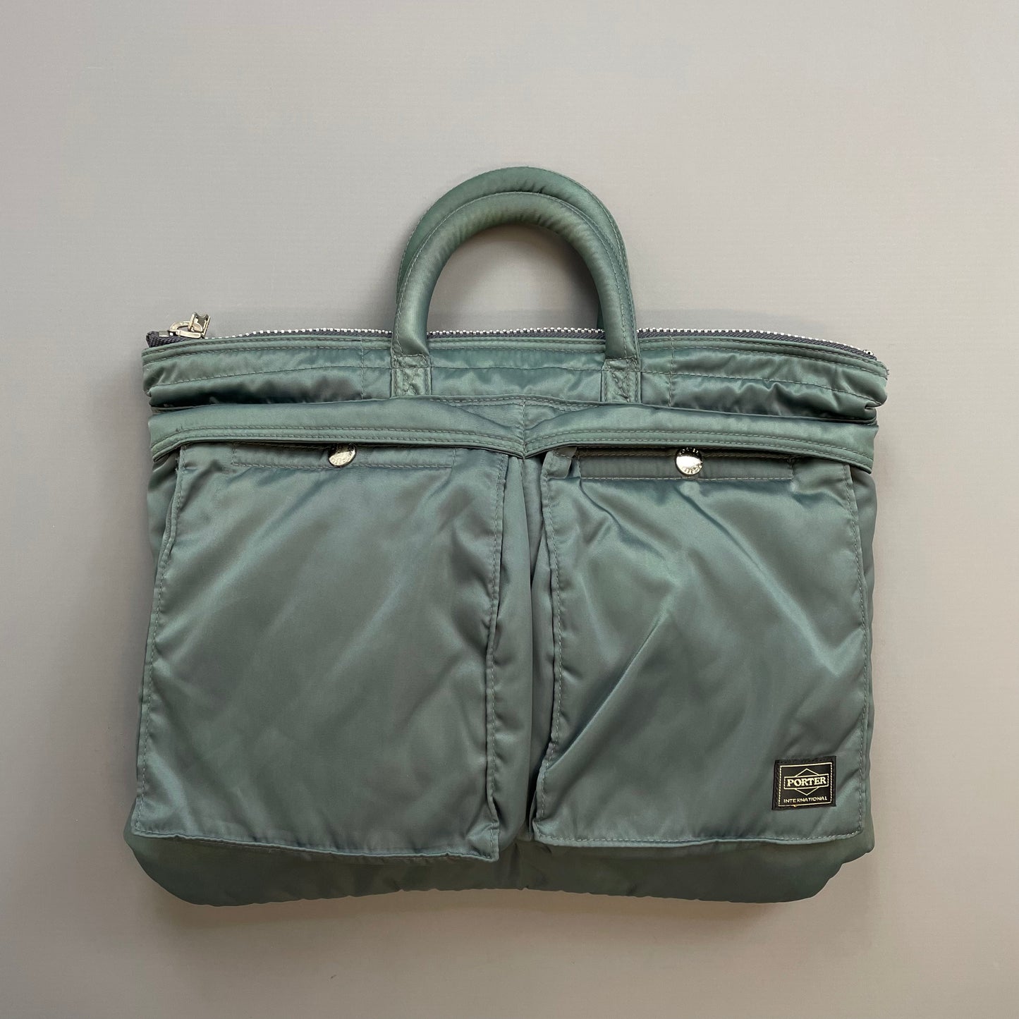 Porter International Teal Blue/Green Nylon Crossbody Briefcase Satchel