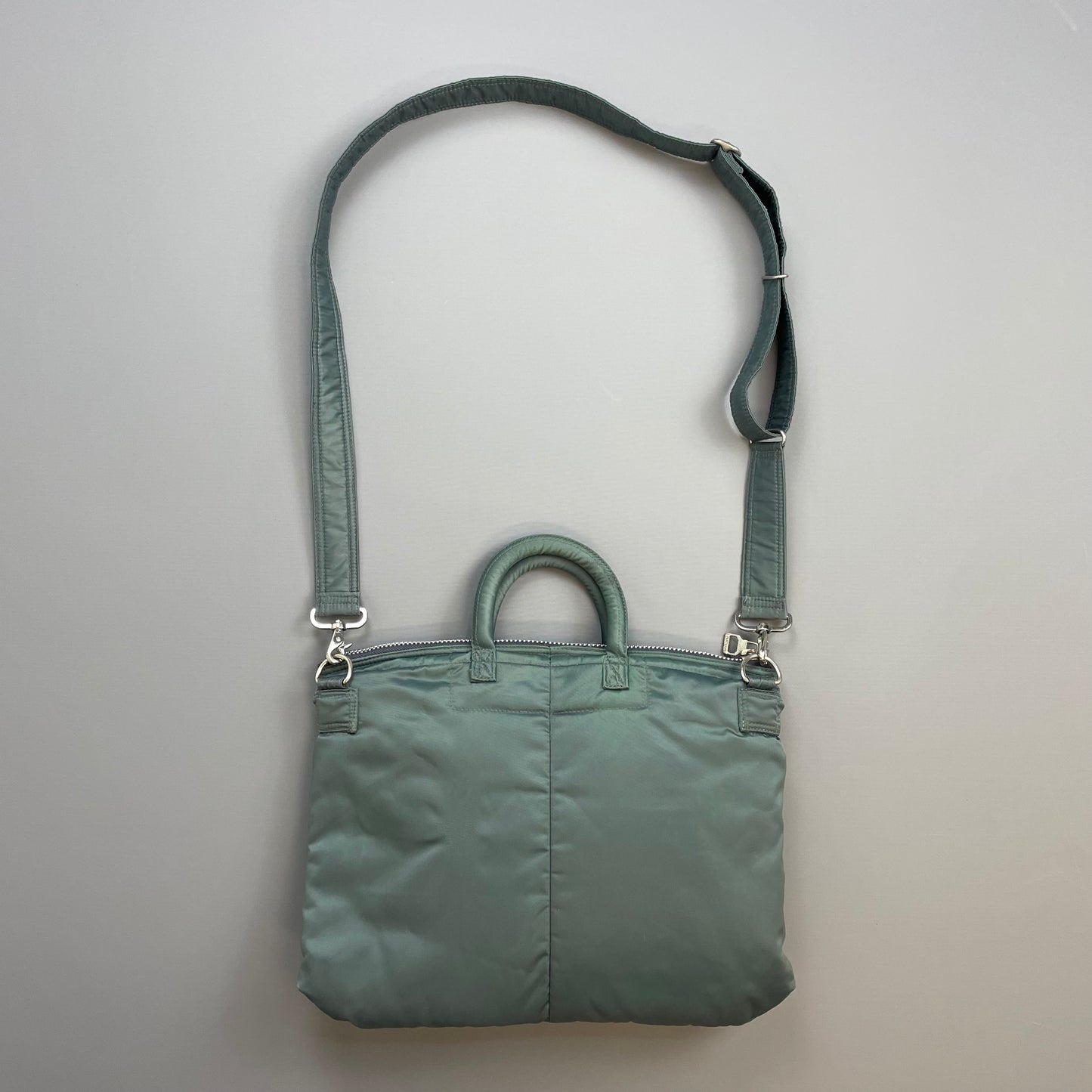 Porter International Teal Blue/Green Nylon Crossbody Briefcase Satchel