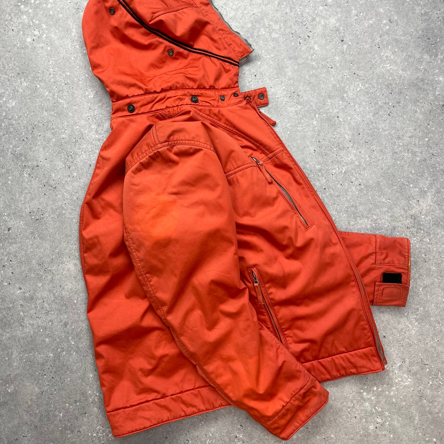 Stone Island Orange Raso Gommato Adjustable Hooded Jacket AW10