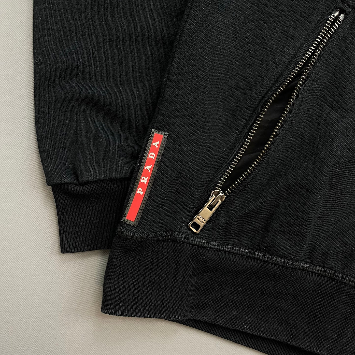Prada Sport Black 2018 Nylon Hood Zip-Through Hoodie