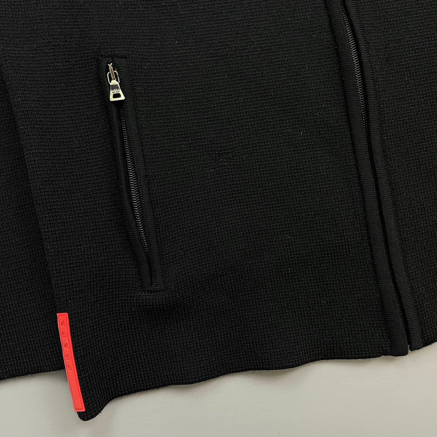 Prada Sport Black 2007 Wool Knit Zip-Through Cardigan Jacket