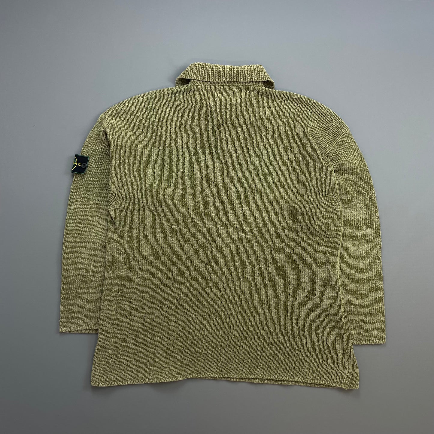 Stone Island Light Brown SS98 Chenille Knit Green Edge Badge Jumper