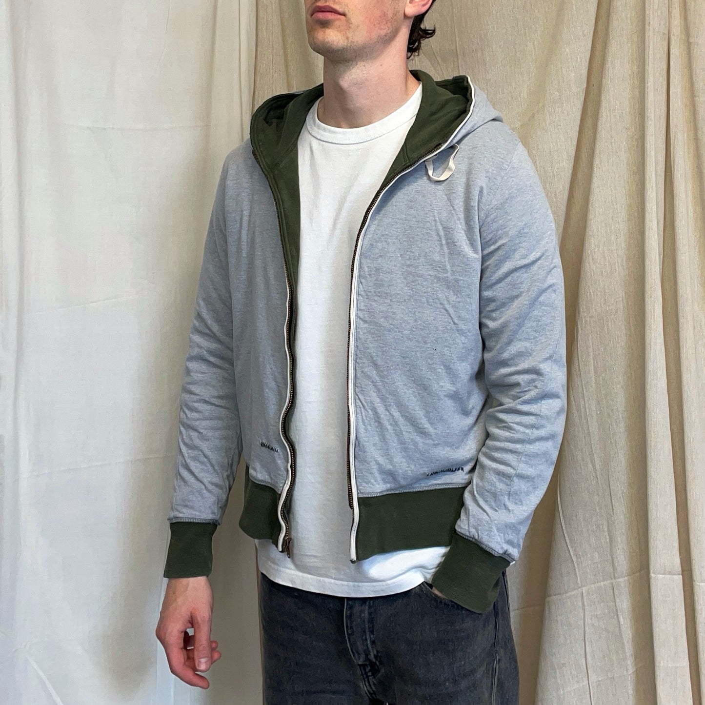 Stone Island Denims Khaki & Grey AW07 Reversible Zip-Through Hoodie