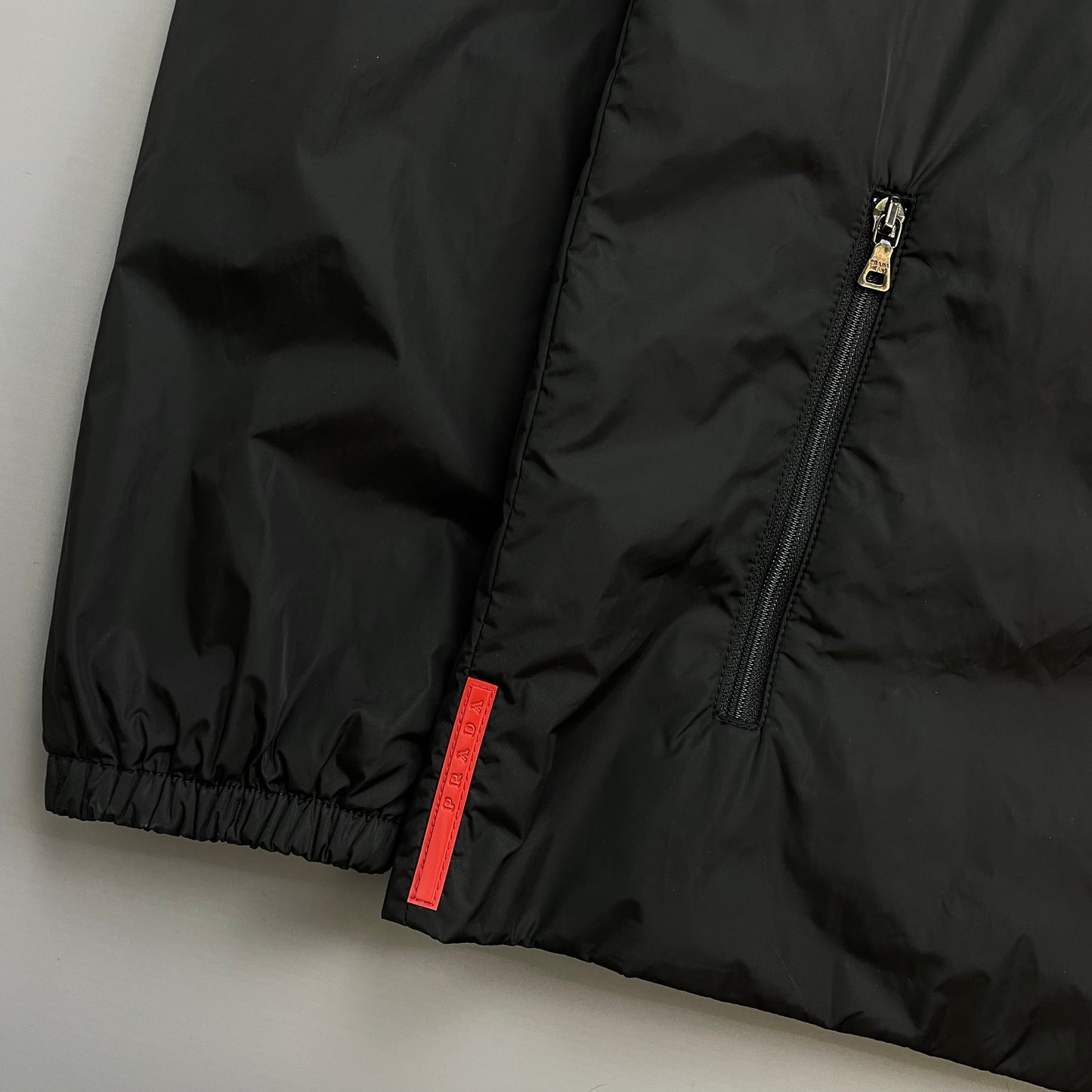 Prada Sport Black 2009 Nylon Padded Liner Bomber Jacket