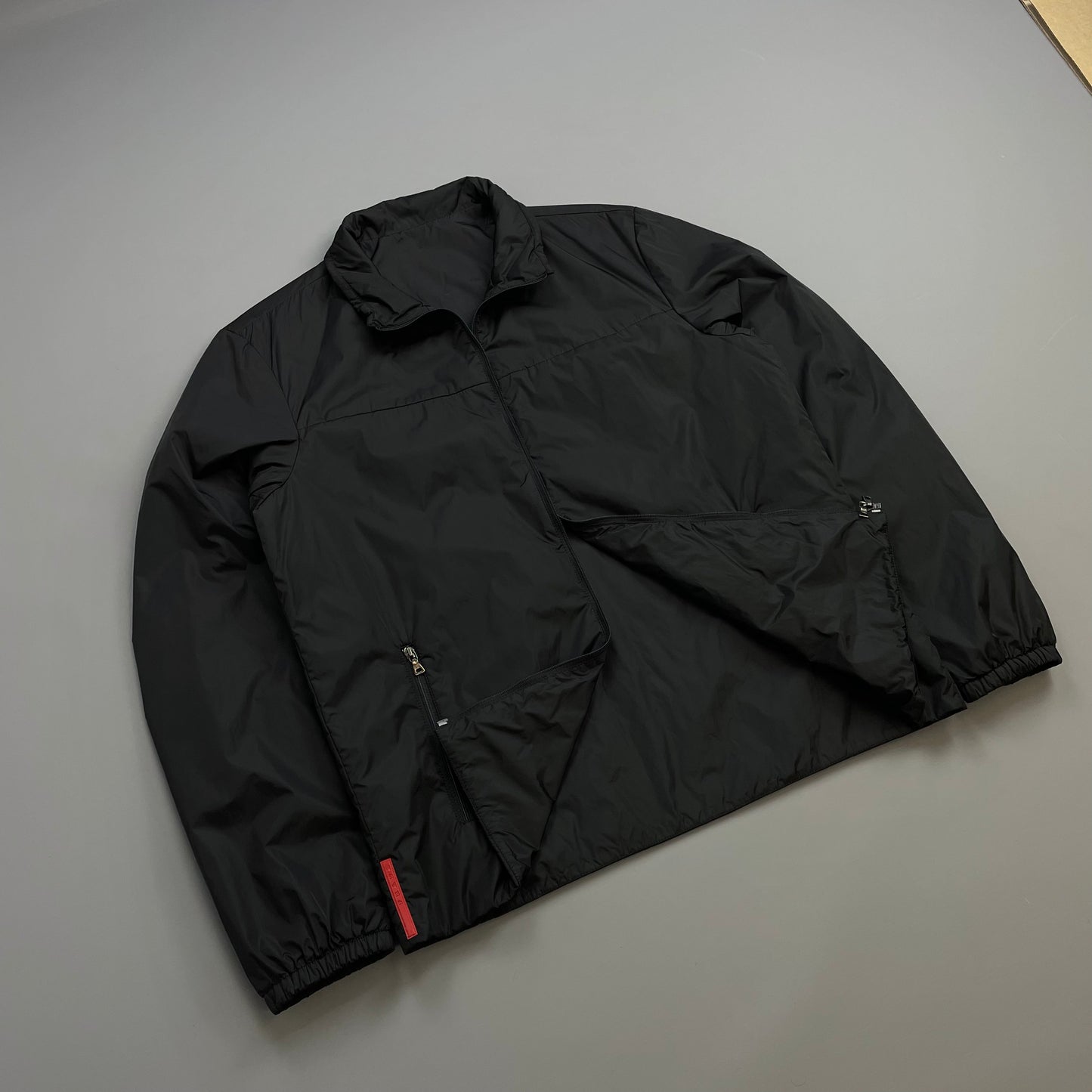 Prada Sport Black 2009 Nylon Padded Liner Bomber Jacket