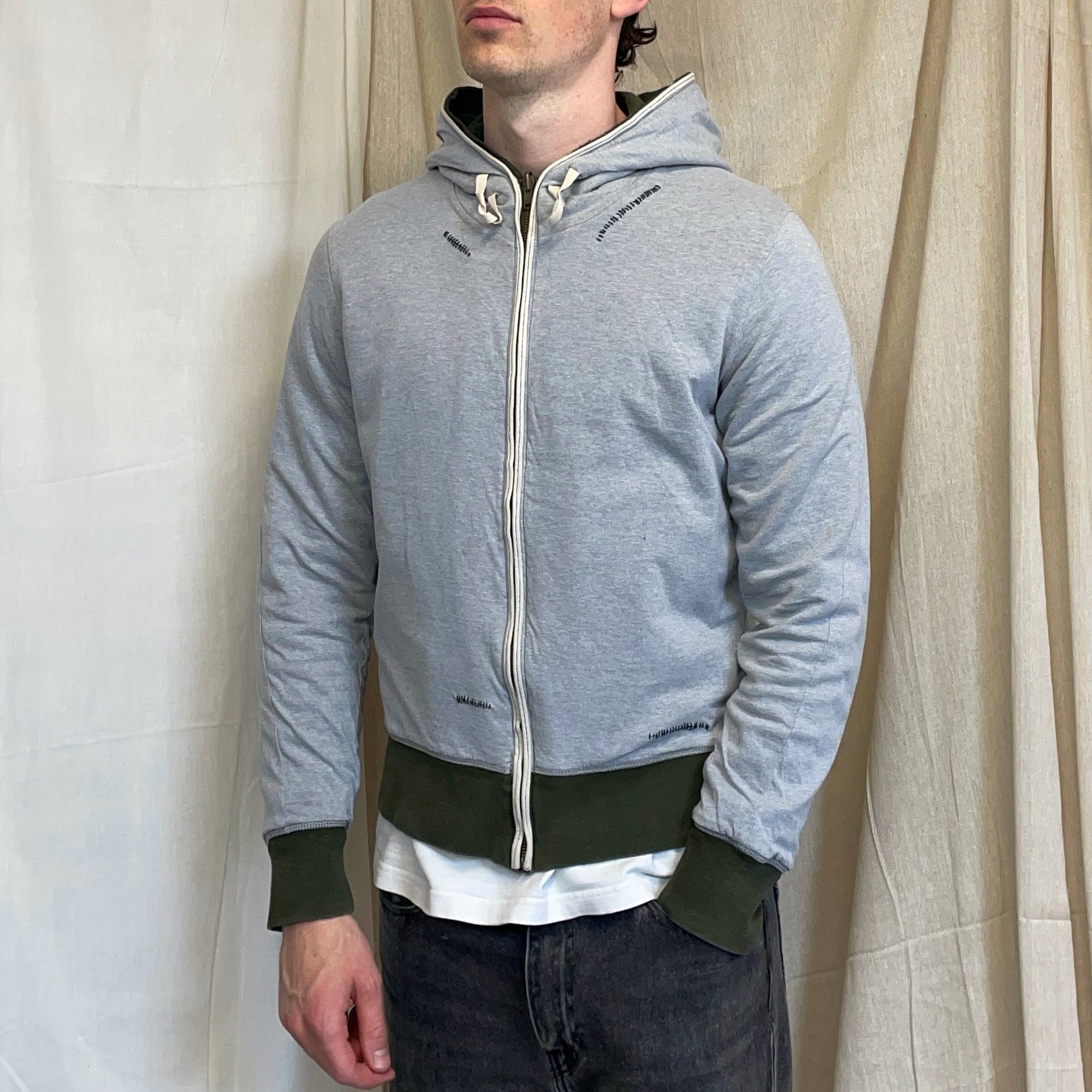 Stone Island Denims Khaki & Grey AW07 Reversible Zip-Through Hoodie