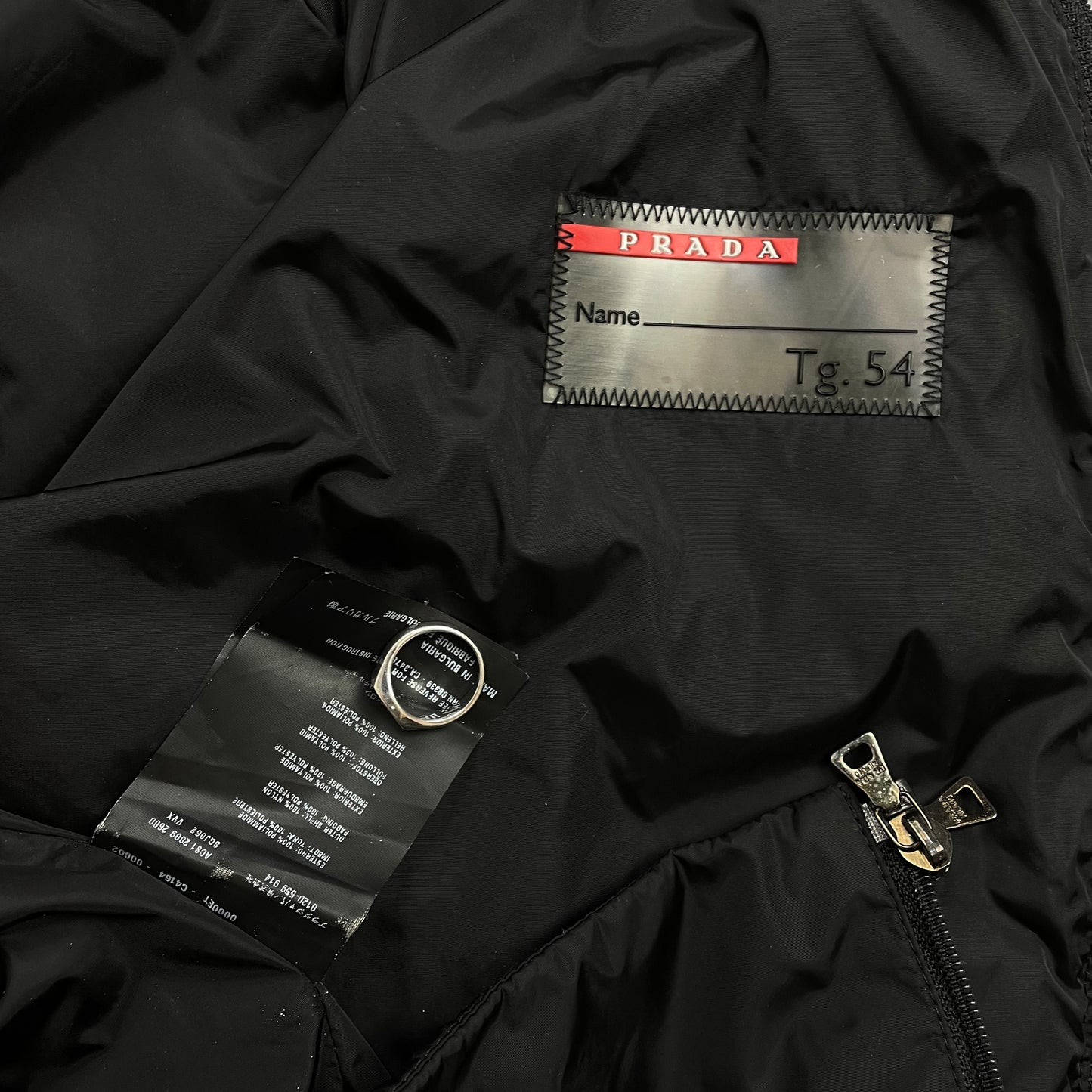 Prada Sport Black 2009 Nylon Padded Liner Bomber Jacket