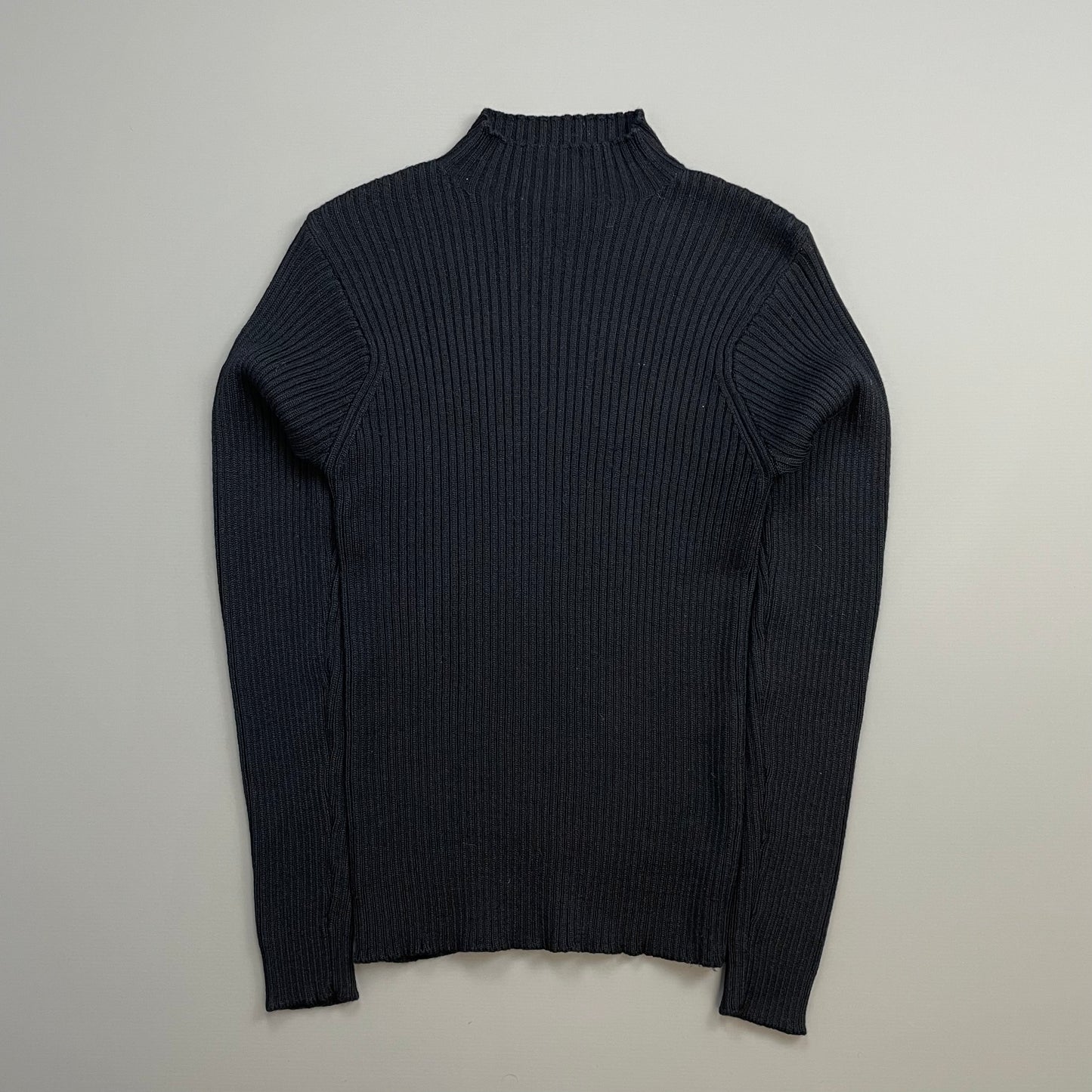 C.P. Company Navy 00s Fitted Ribbed Knit Mockneck Jumper