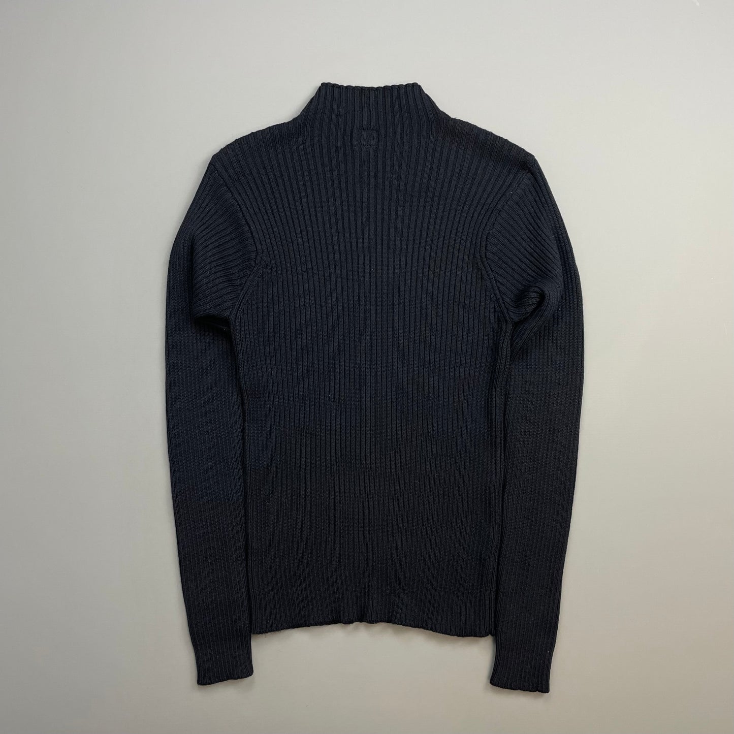 C.P. Company Navy 00s Fitted Ribbed Knit Mockneck Jumper