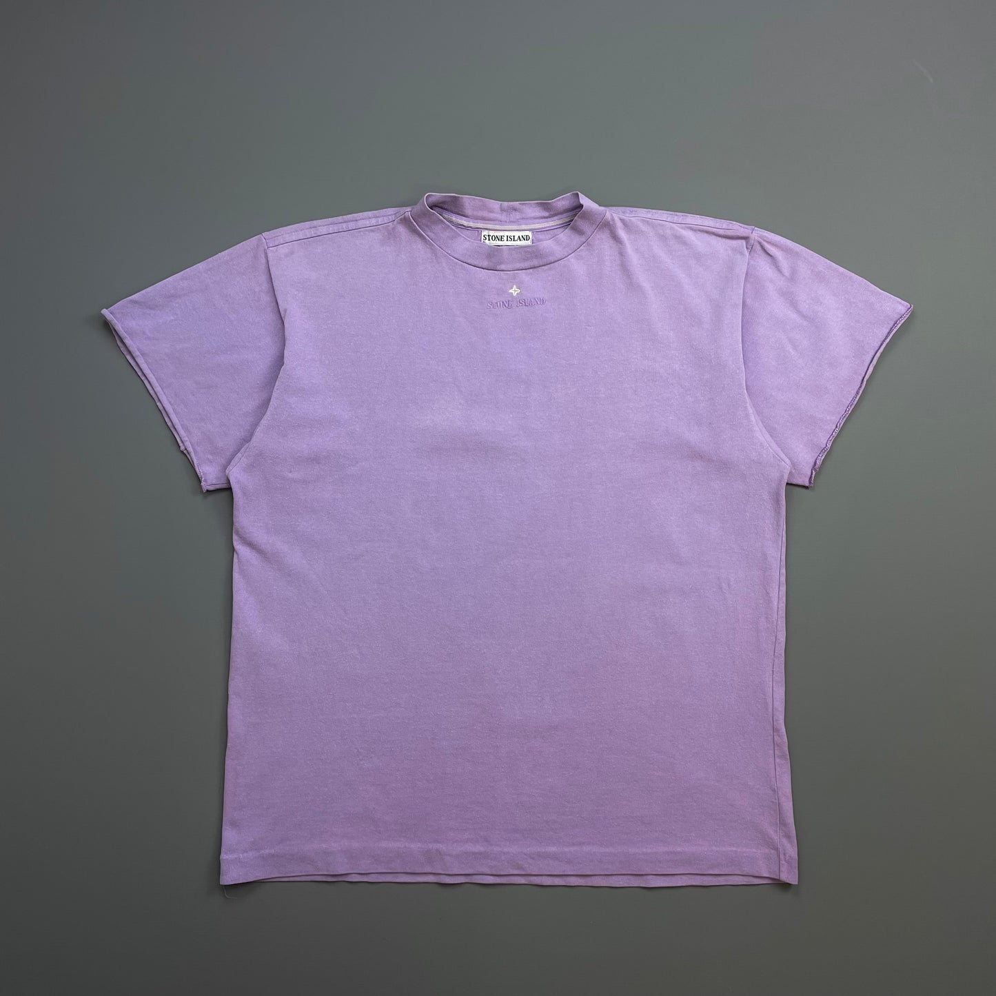Stone Island Purple 80s Collar Spellout Cotton T-Shirt