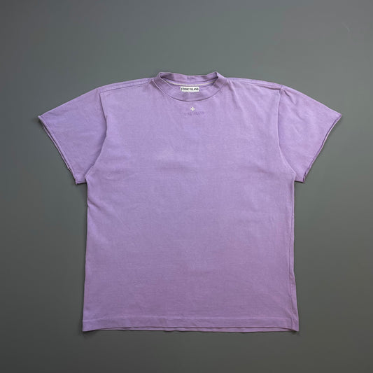 Stone Island Purple 80s Collar Spellout Cotton T-Shirt