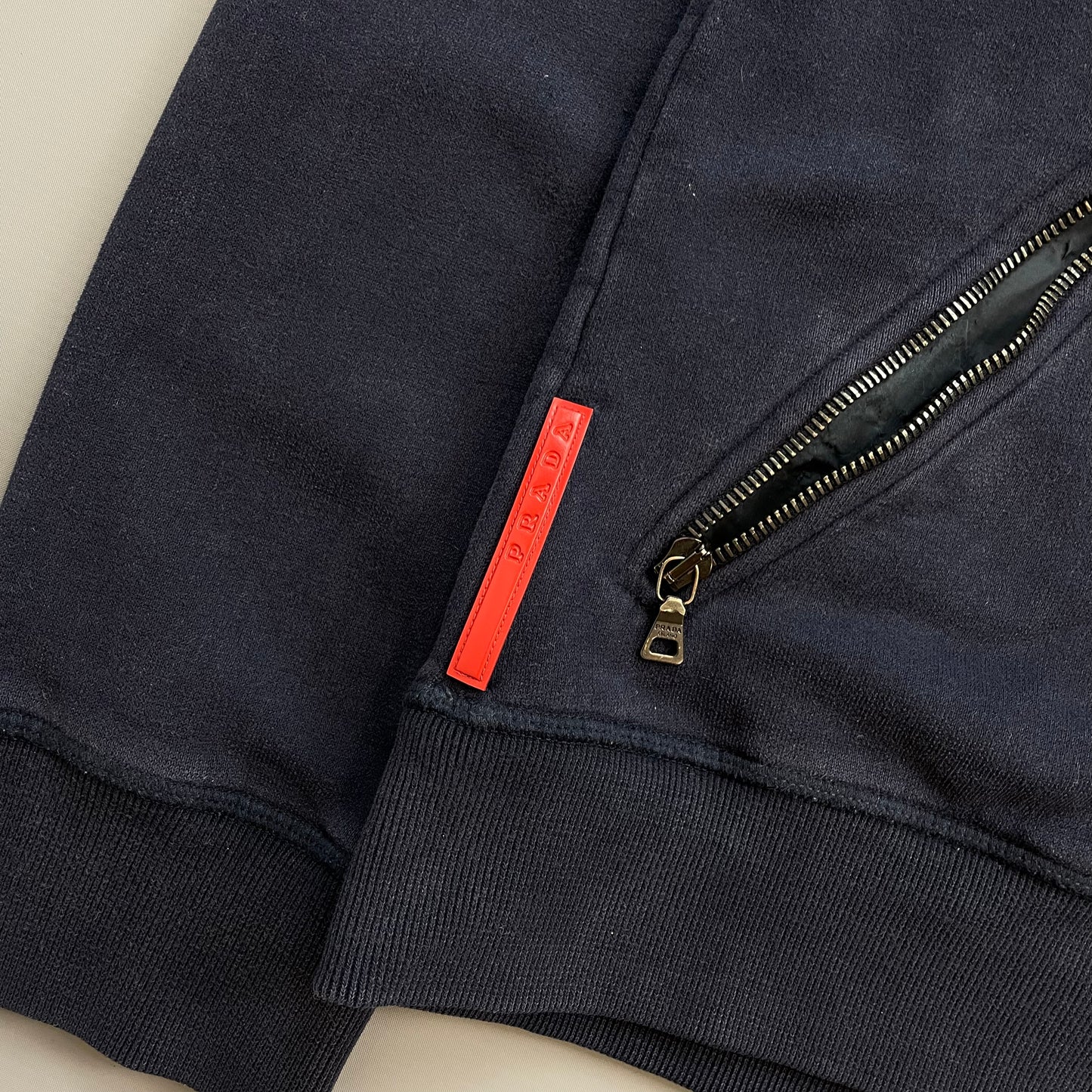 Prada Sport Navy 2012 Nylon Hood Zip-Through Hoodie