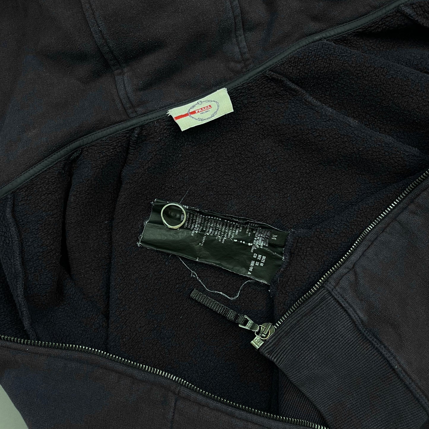 Prada Sport Navy 2012 Nylon Hood Zip-Through Hoodie