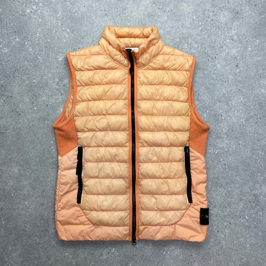 Stone Island Orange Garment Dyed Micro Yarn Down Puffer Gilet