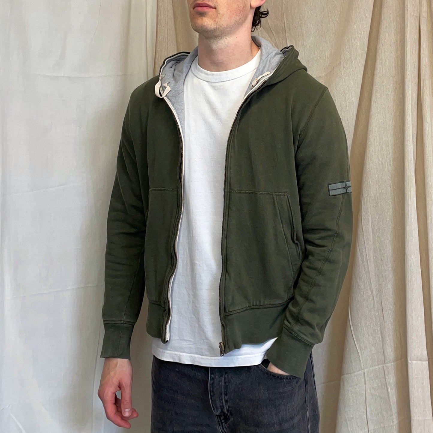 Stone Island Denims Khaki & Grey AW07 Reversible Zip-Through Hoodie