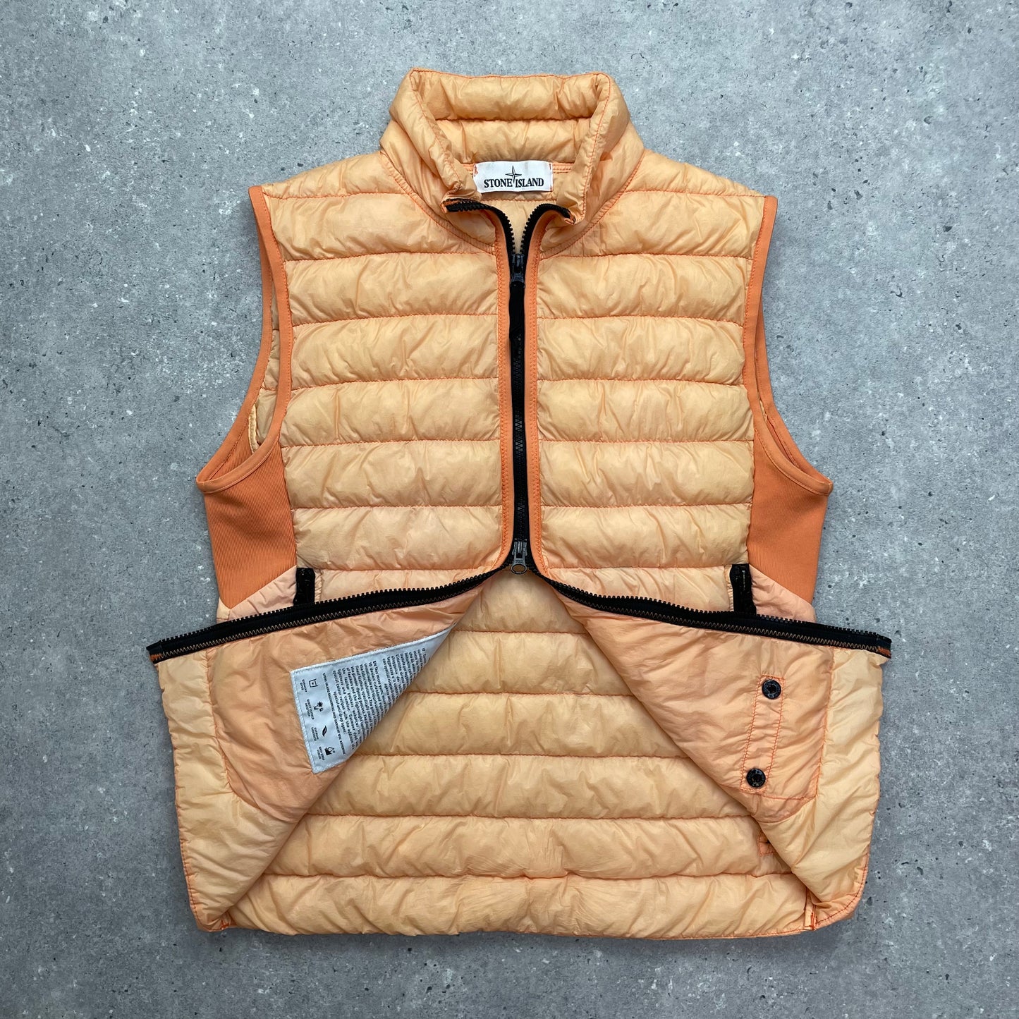 Stone Island Orange Garment Dyed Micro Yarn Down Puffer Gilet