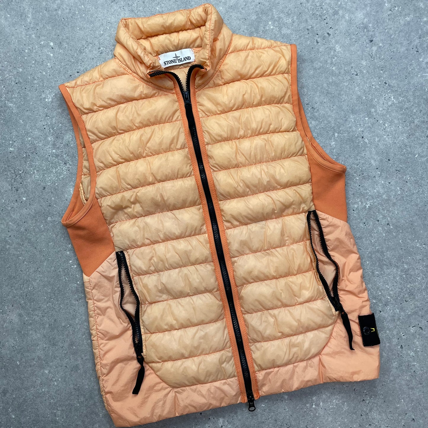 Stone Island Orange Garment Dyed Micro Yarn Down Puffer Gilet