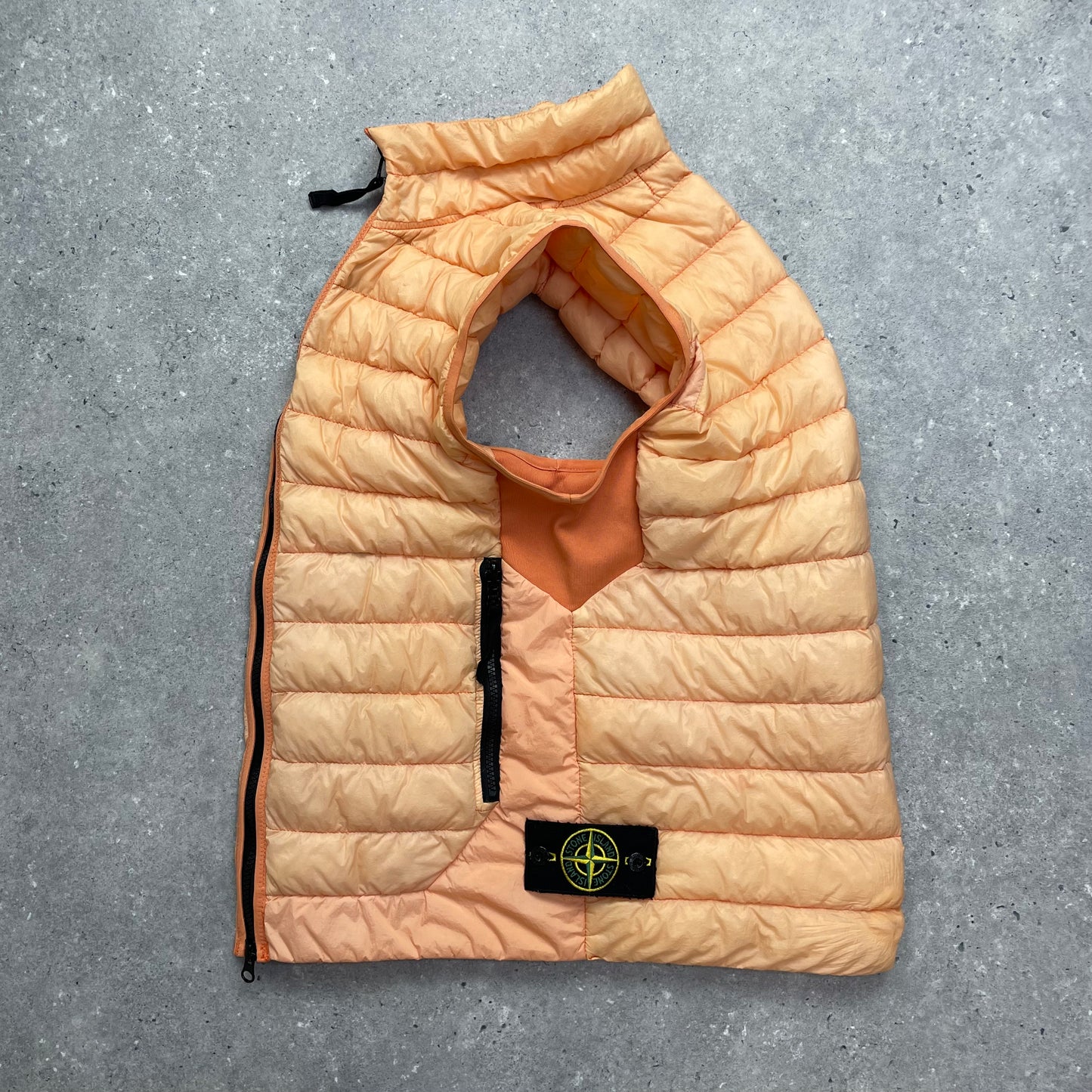 Stone Island Orange Garment Dyed Micro Yarn Down Puffer Gilet