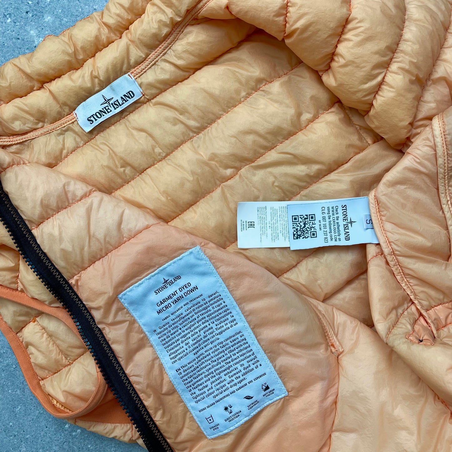 Stone Island Orange Garment Dyed Micro Yarn Down Puffer Gilet