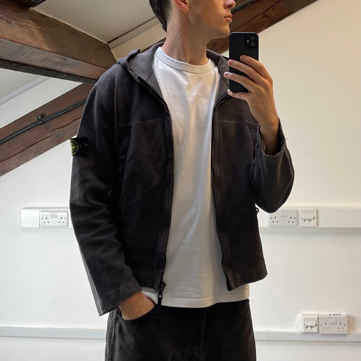 Stone Island Grey Fleece Hoodie AW03