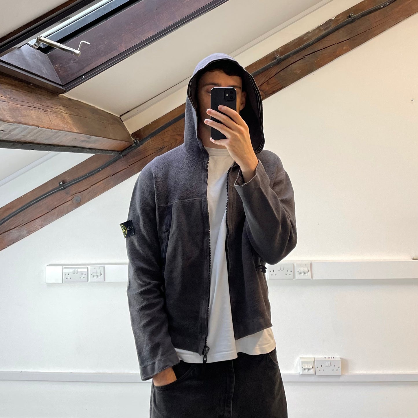 Stone Island Grey Fleece Hoodie AW03
