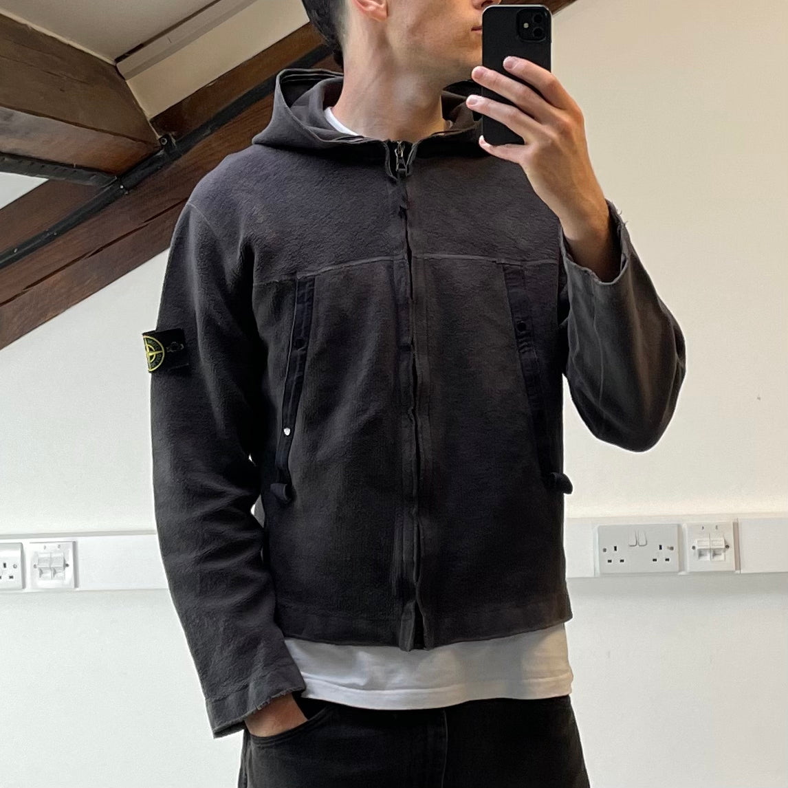 Stone Island Grey Fleece Hoodie AW03