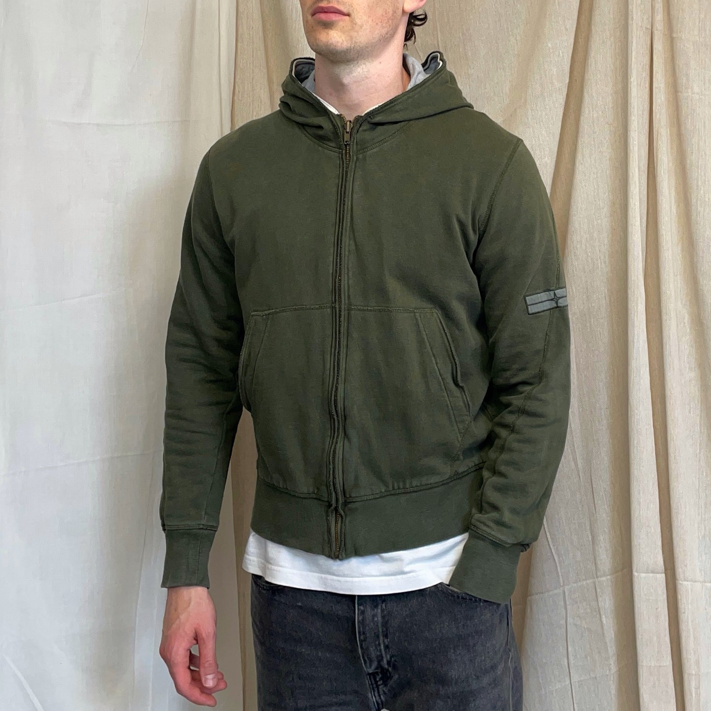Stone Island Denims Khaki & Grey AW07 Reversible Zip-Through Hoodie