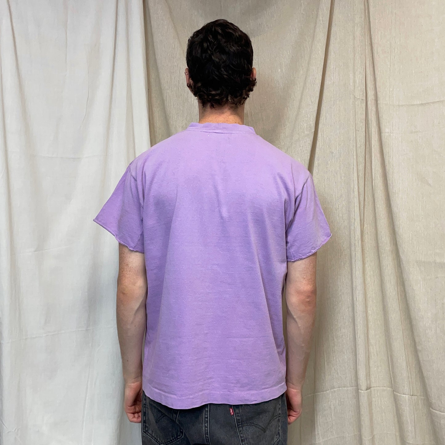 Stone Island Purple 80s Collar Spellout Cotton T-Shirt