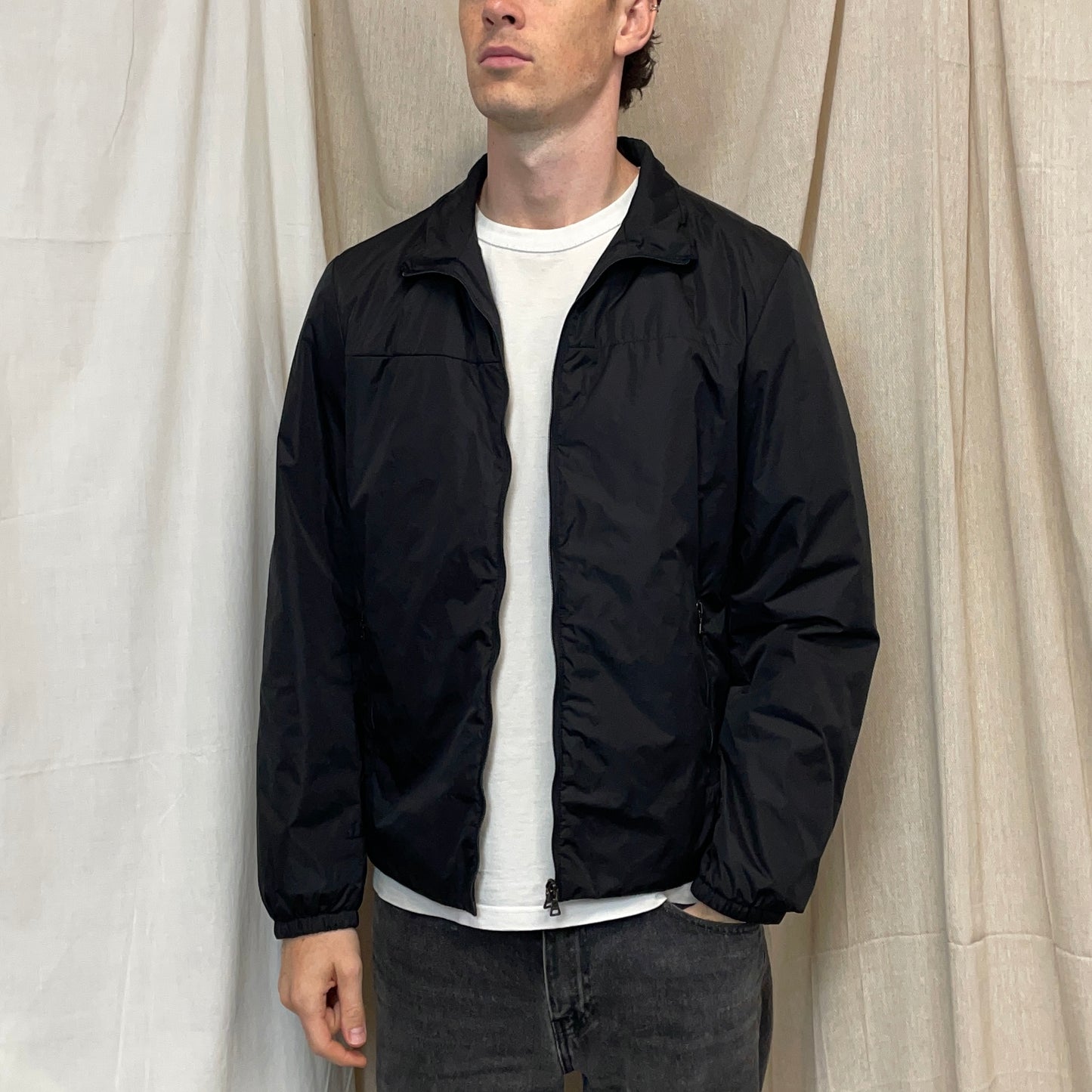 Prada Sport Black 2009 Nylon Padded Liner Bomber Jacket