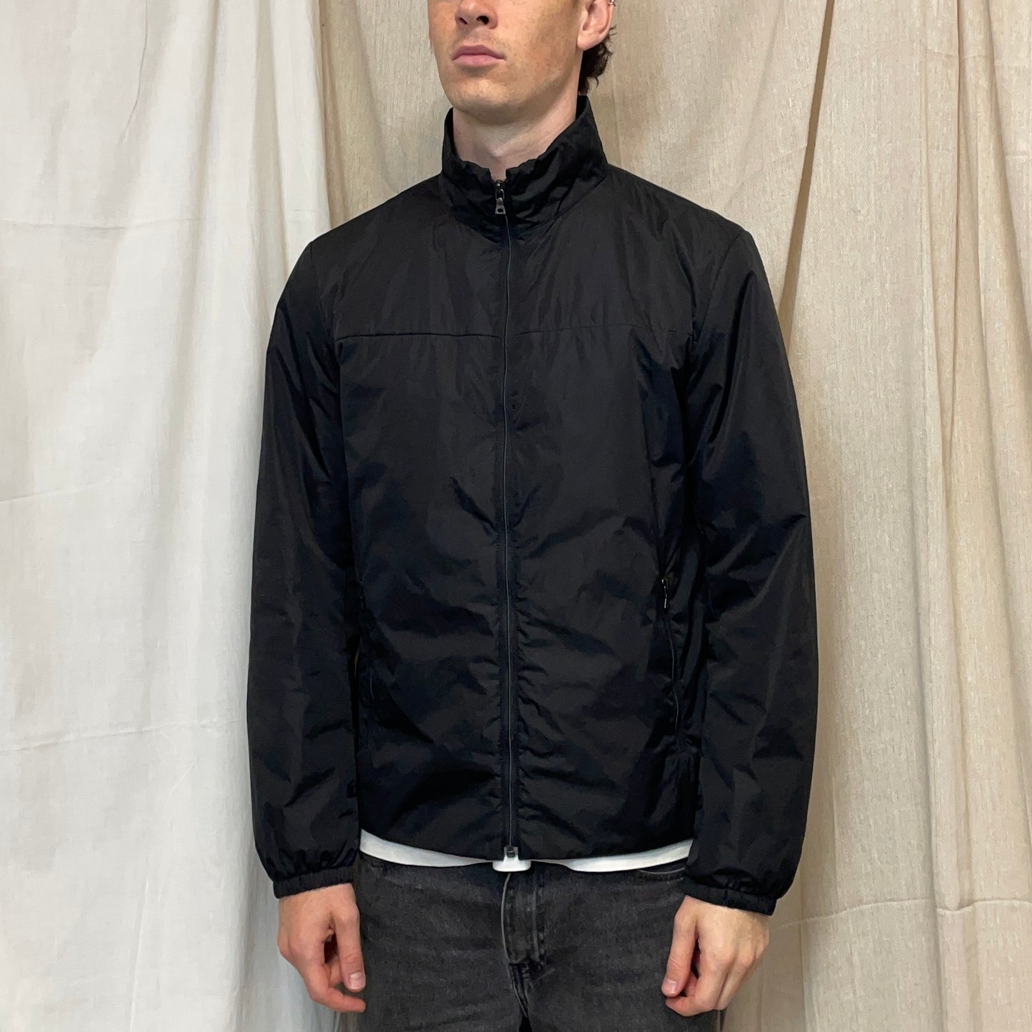 Prada Sport Black 2009 Nylon Padded Liner Bomber Jacket