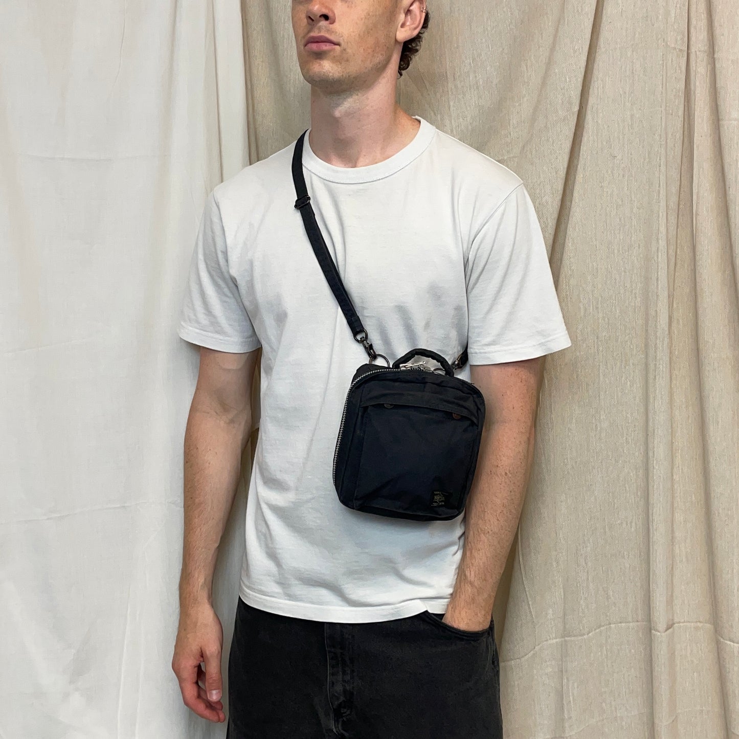 Porter Yoshida & Co. Black Canvas Crossbody Side Bag