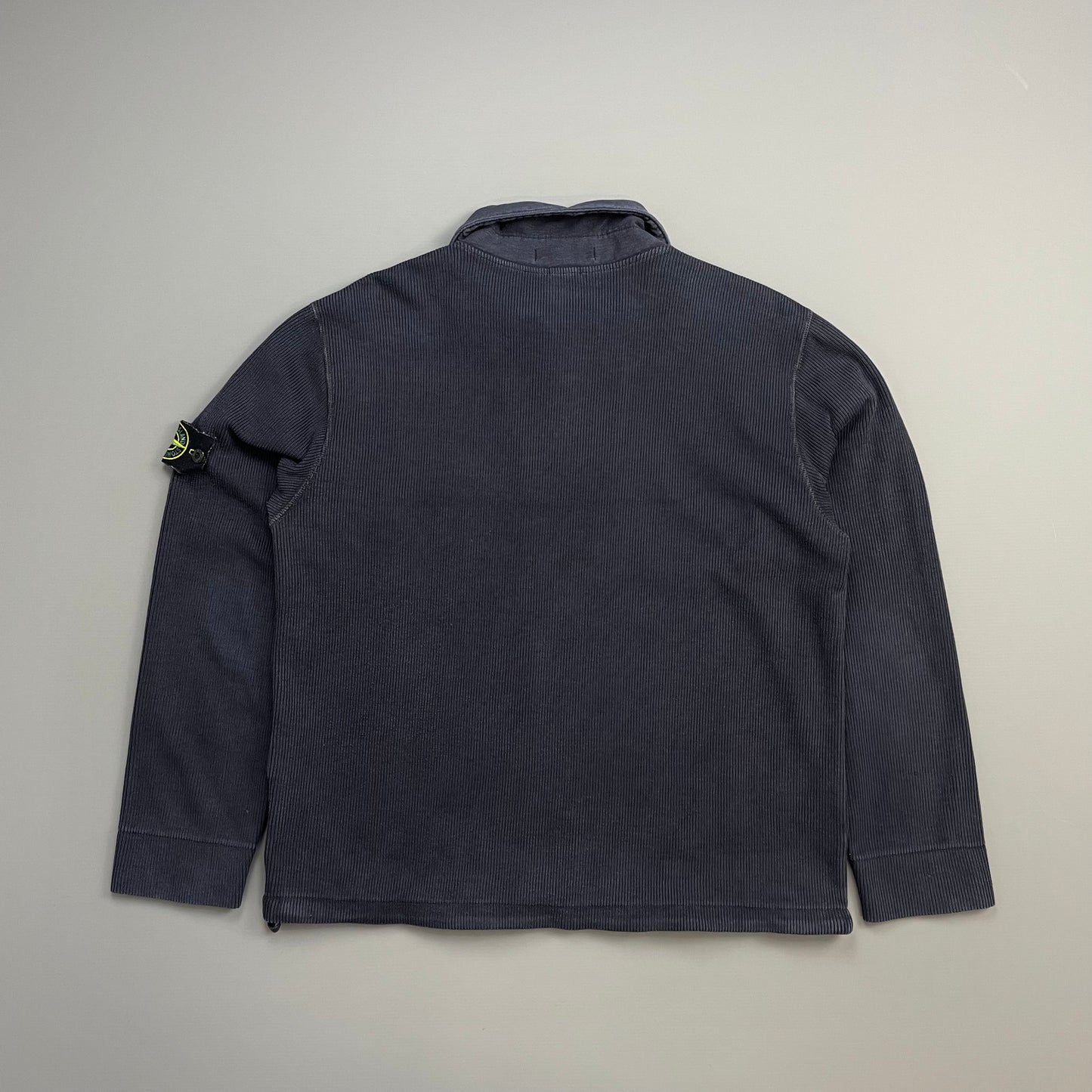 Stone Island Dark Blue SS00 Cotton/Nylon Ribbed Half-Zip Jumper