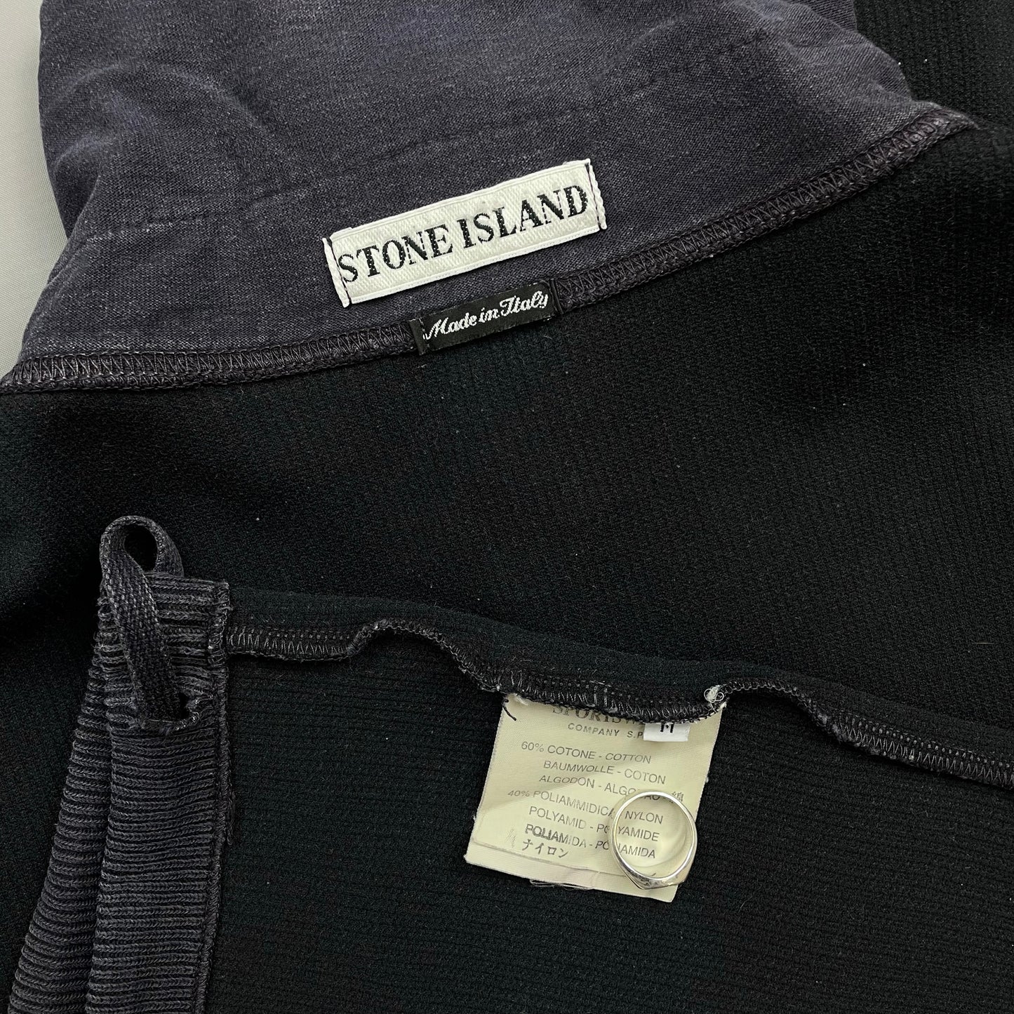 Stone Island Dark Blue SS00 Cotton/Nylon Ribbed Half-Zip Jumper