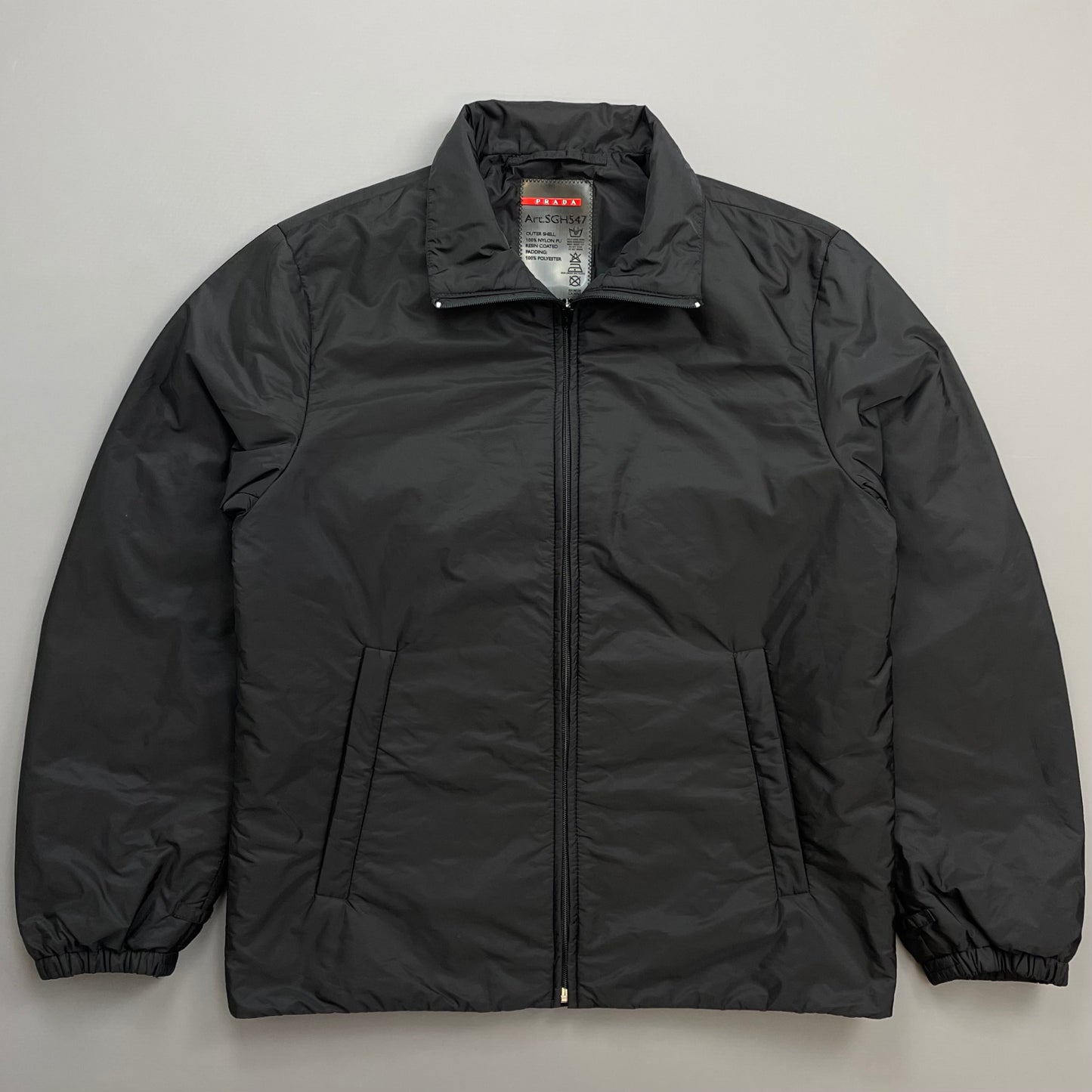 Prada Sport Black 2014 Nylon Padded Liner Harrington Bomber Jacket