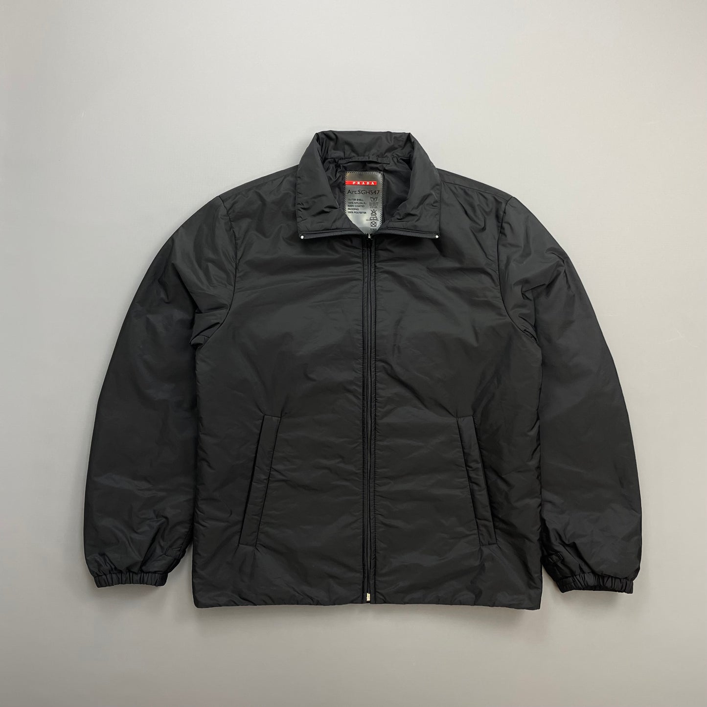 Prada Sport Black 2014 Nylon Padded Liner Harrington Bomber Jacket