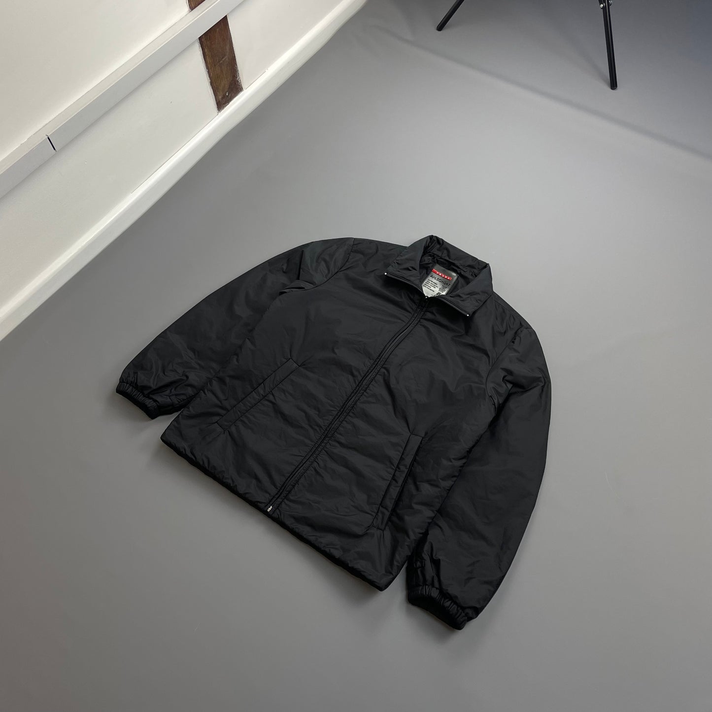 Prada Sport Black 2014 Nylon Padded Liner Harrington Bomber Jacket