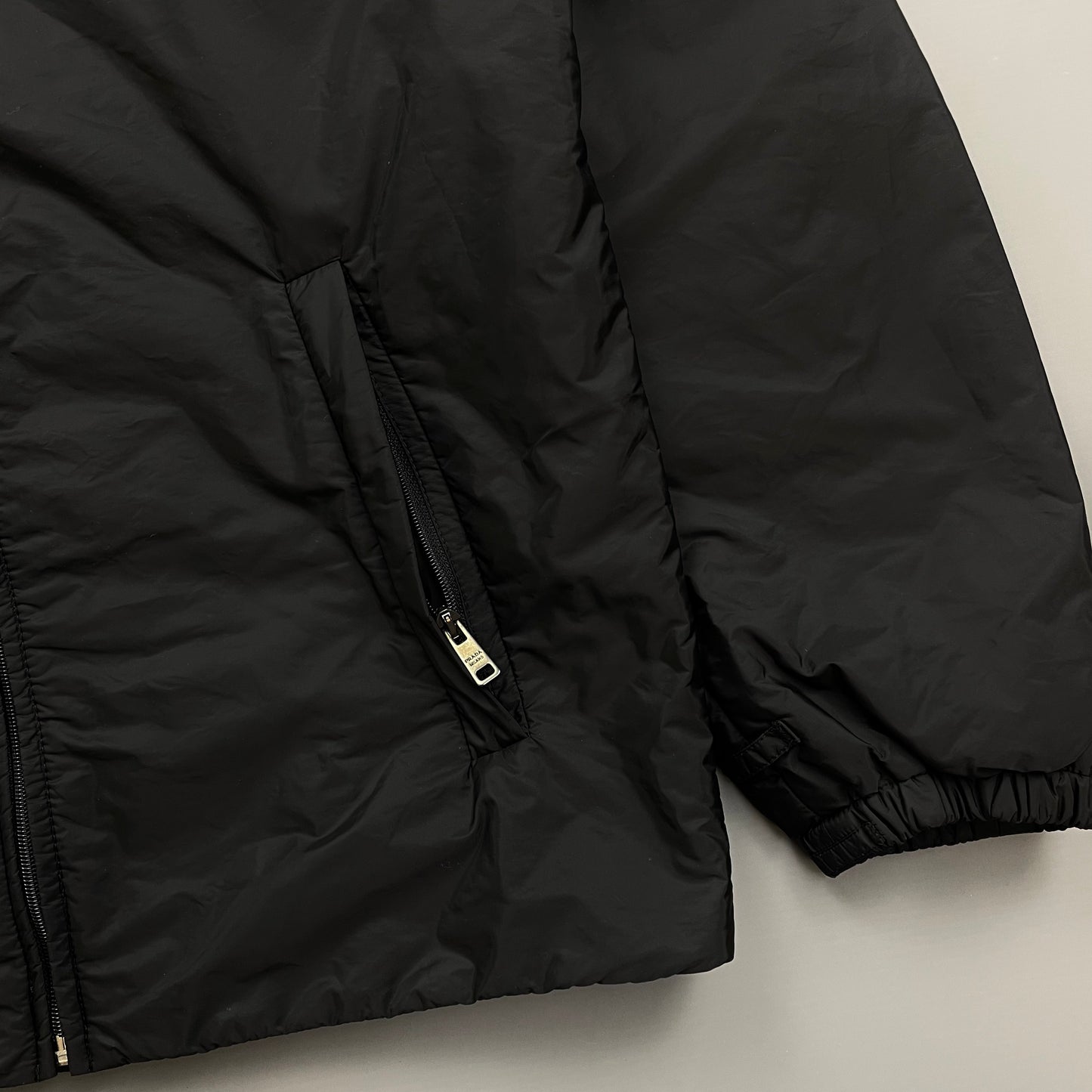 Prada Sport Black 2014 Nylon Padded Liner Harrington Bomber Jacket