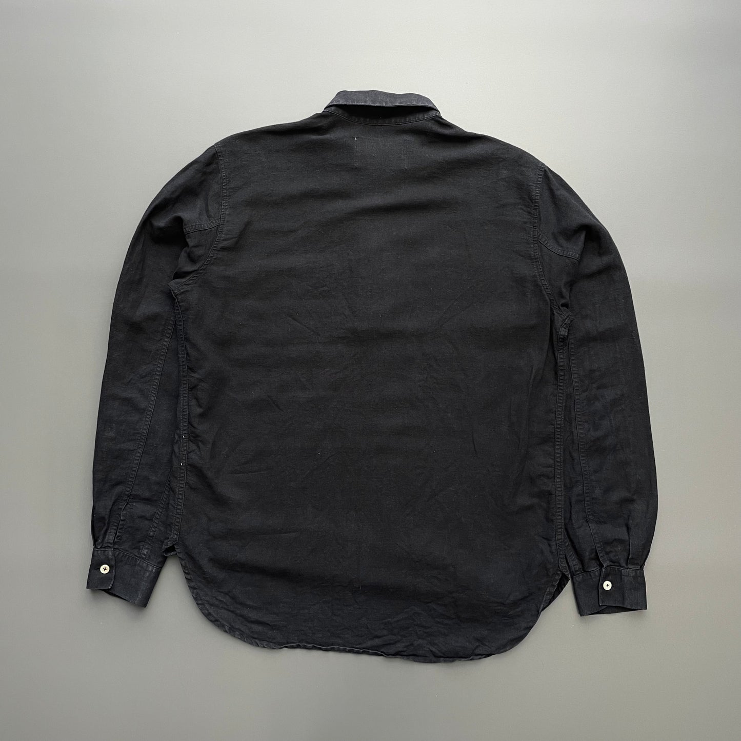 Our Legacy Black Linen Blend Shawl Half Zip Shirt