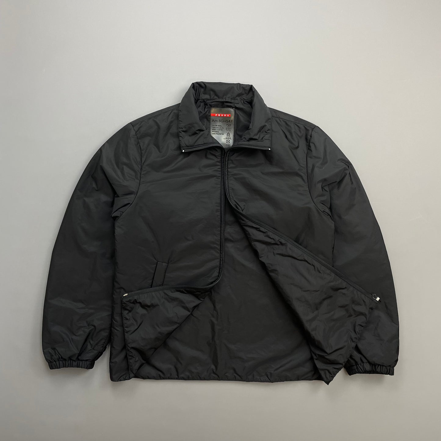 Prada Sport Black 2014 Nylon Padded Liner Harrington Bomber Jacket