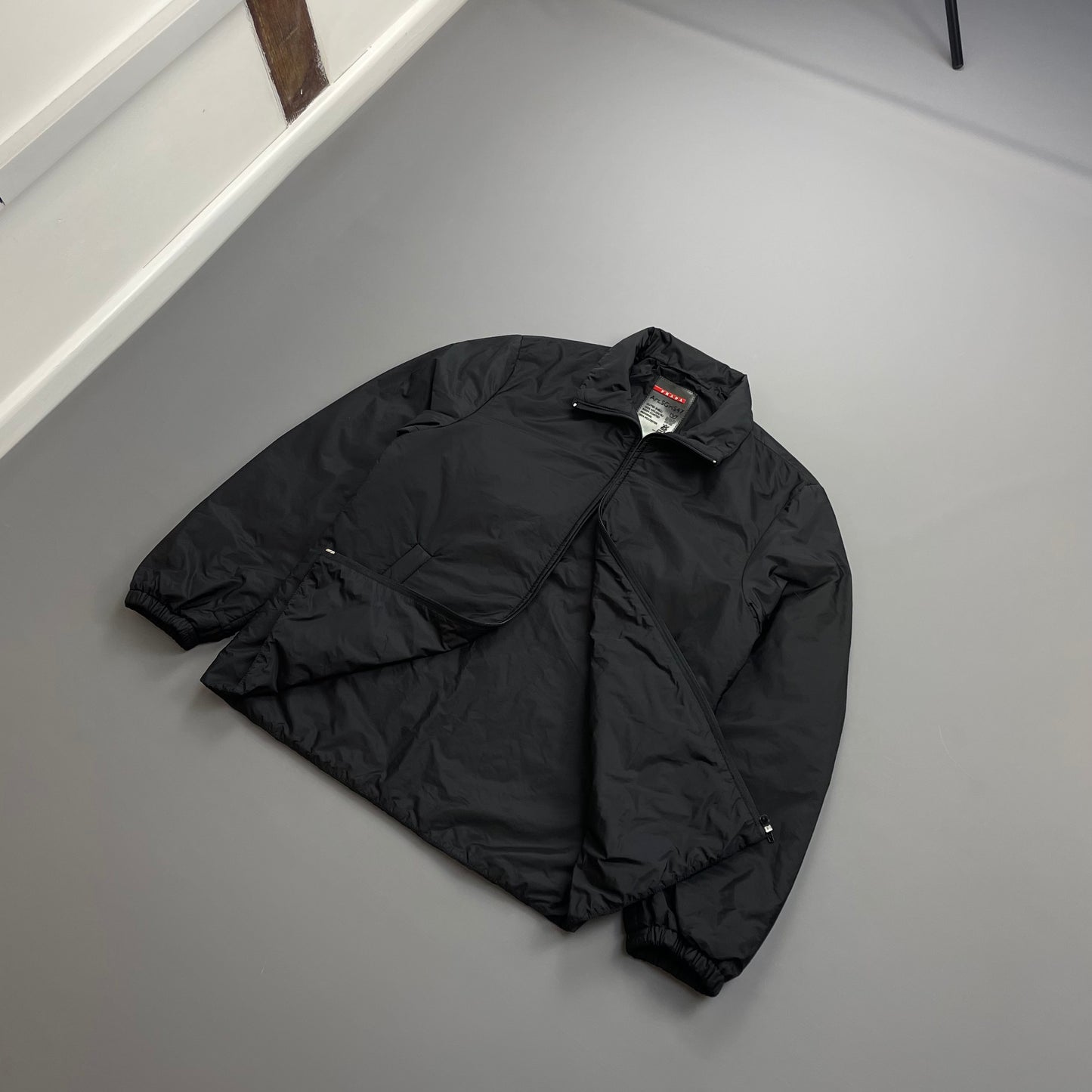 Prada Sport Black 2014 Nylon Padded Liner Harrington Bomber Jacket